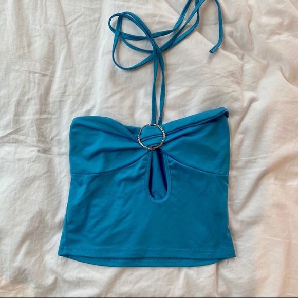 Colorful Natalie Your Loss Halter Top in Blue - Picture 2 of 3